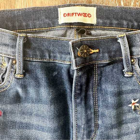 Driftwood Kelly Embroidered Jeans, pre-loved Size 27 with custom cut hem - Picture 4 of 12
